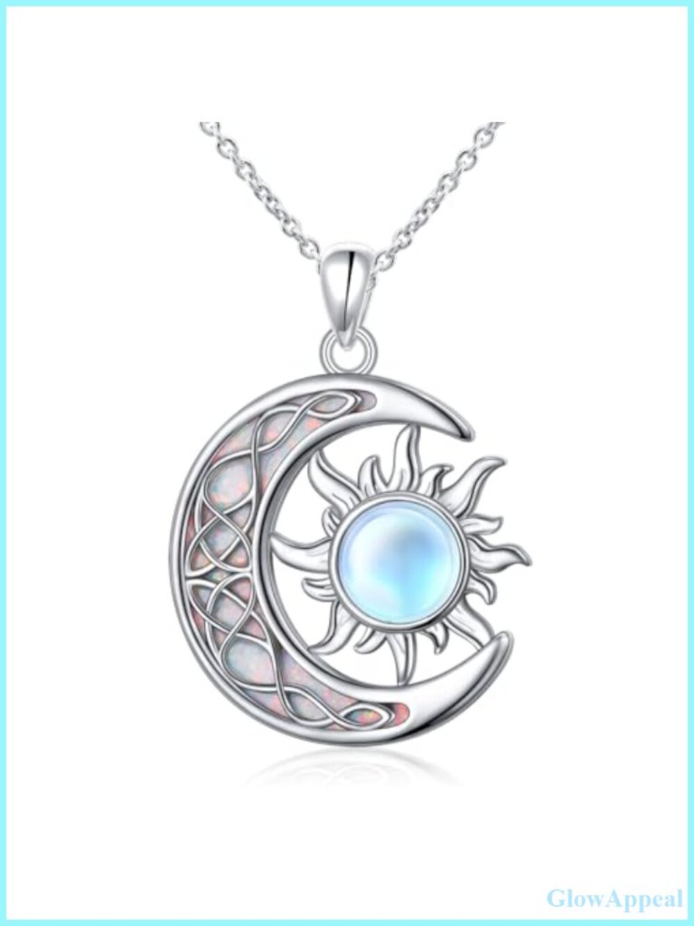 Sun and Moon Pendant Necklace 925 Sterling Silver Adjustable Chain Gift for Her